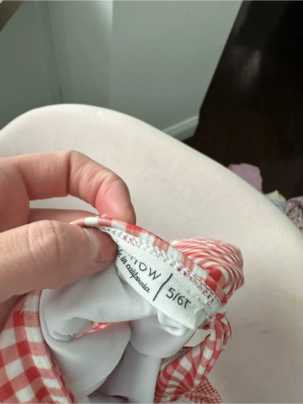 Minnow Red Gingham One-Piece Swimsuit 5/6T